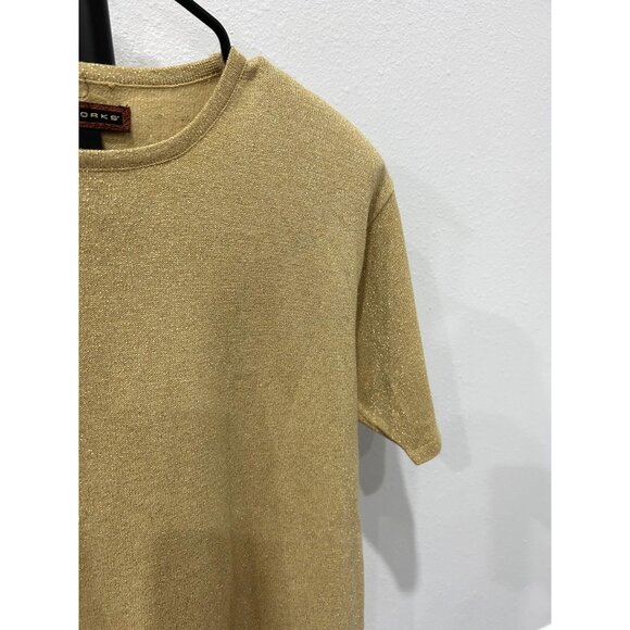 Yarnworks Gold Metallic Short Sleeve Round Neck Sweater Size S - Picture 4 of 8